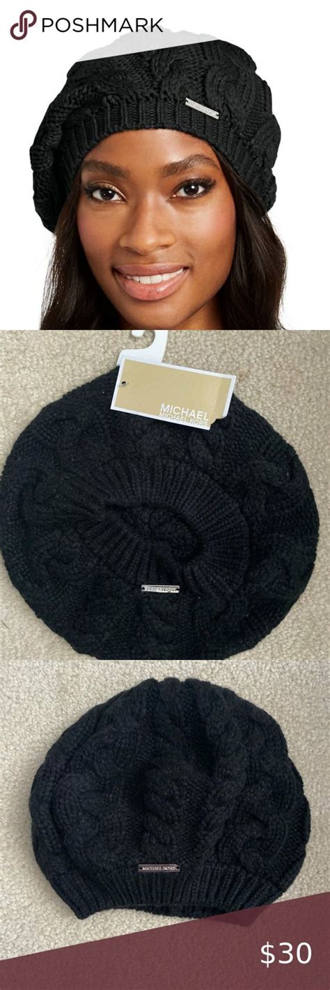 michael kors patchwork cable knit beret|NWT Michael Kors Patchwork Cable Knit Beret Hat Camel Brown.